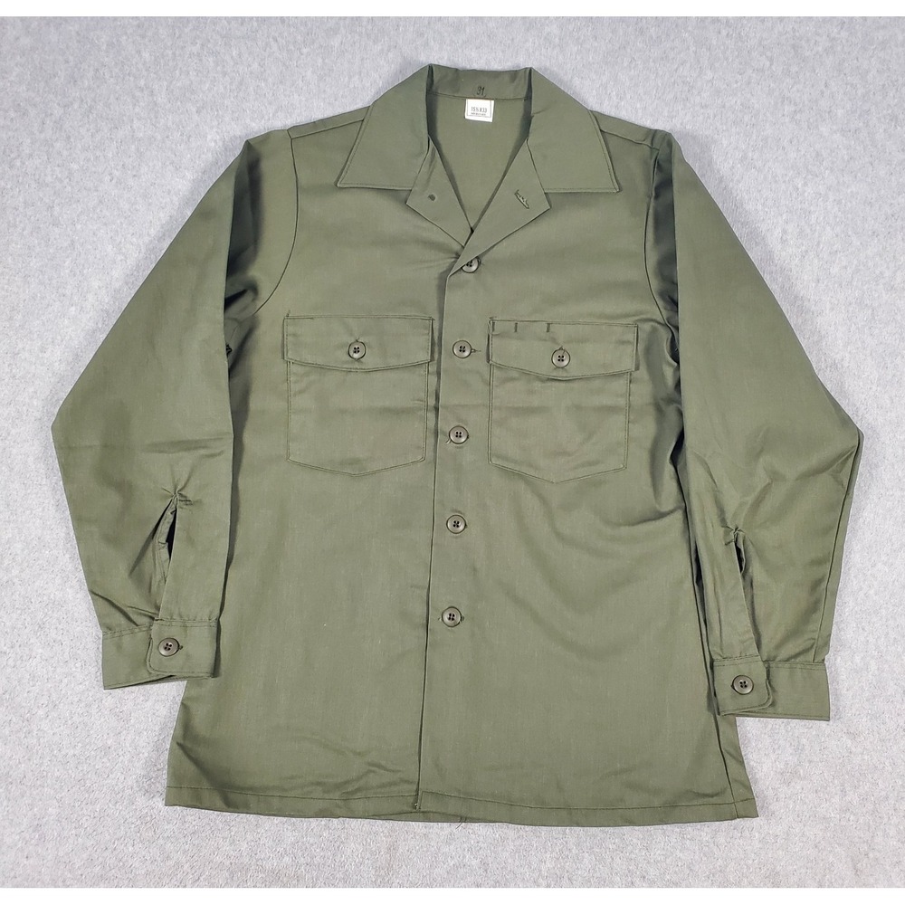 Vintage 80s USGI Mens 15.5 33 OG507 Utility Button Shirt Long Sleeve Deadstock